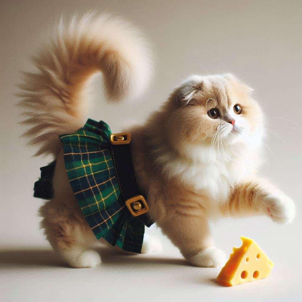 Scottish cat with cheese