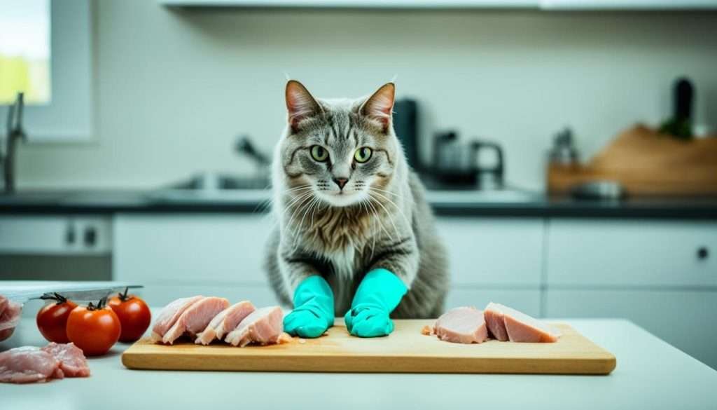 Preparing raw chicken for cats