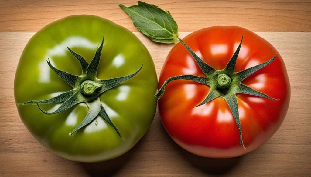 Ripe vs unripe tomatoes