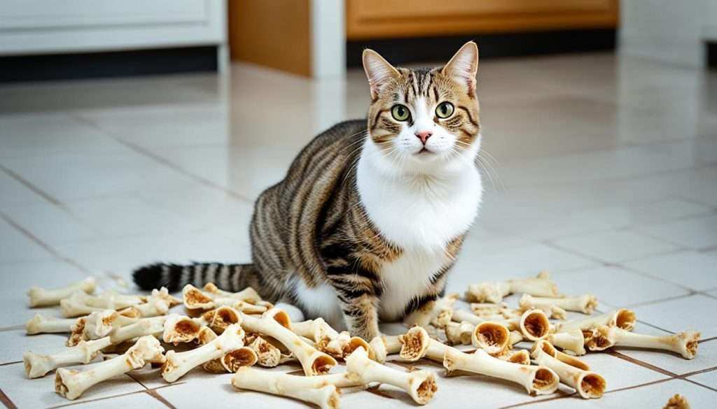 cats eating chicken bones