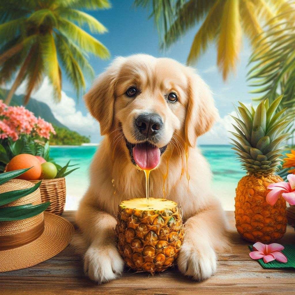 dog with pineapple