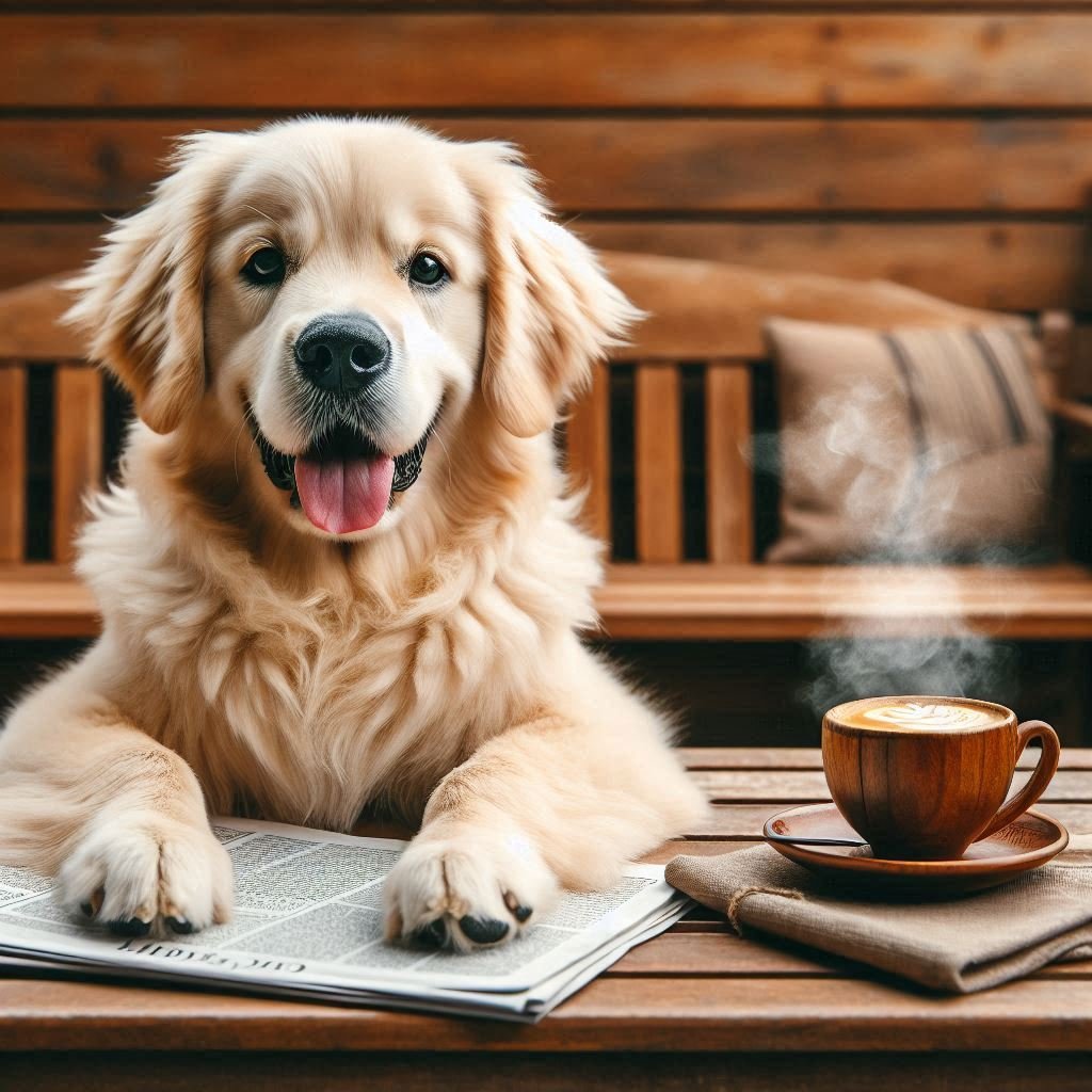 dog with coffee