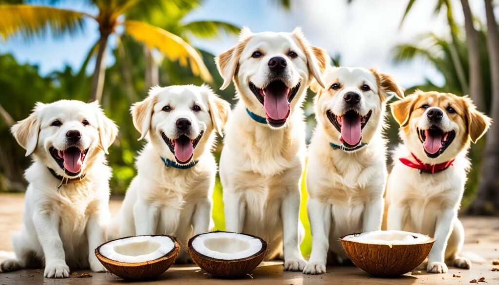 dogs drinking coconut milk